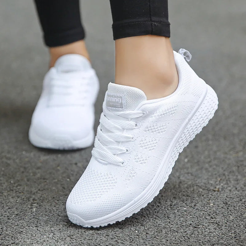 Tênis casuais femininos moda respirável