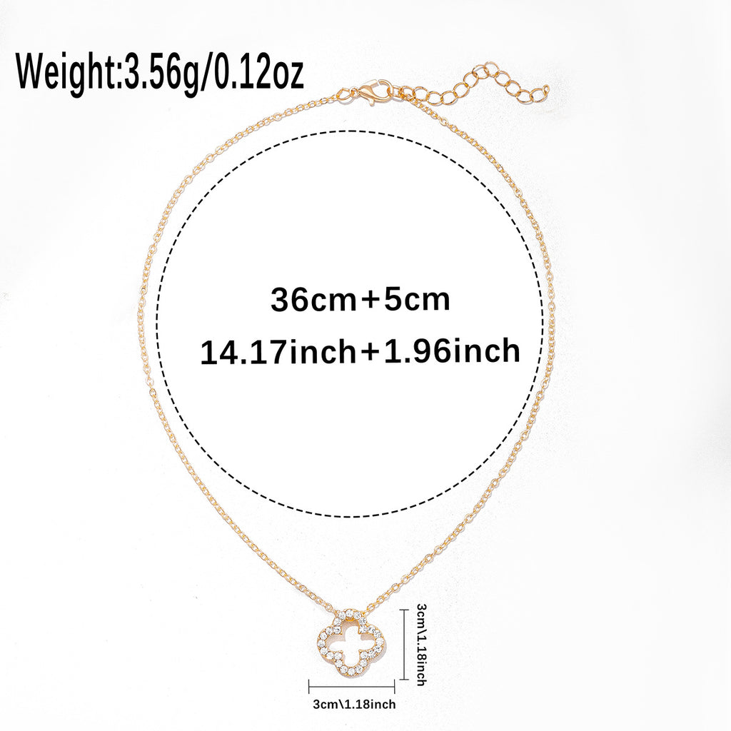 Four-Leaf Clover Necklace Wholesale New Cross-Border Alloy Jewelry Niche High-End Diamond Necklace Pendant Women's Clavicle Chain