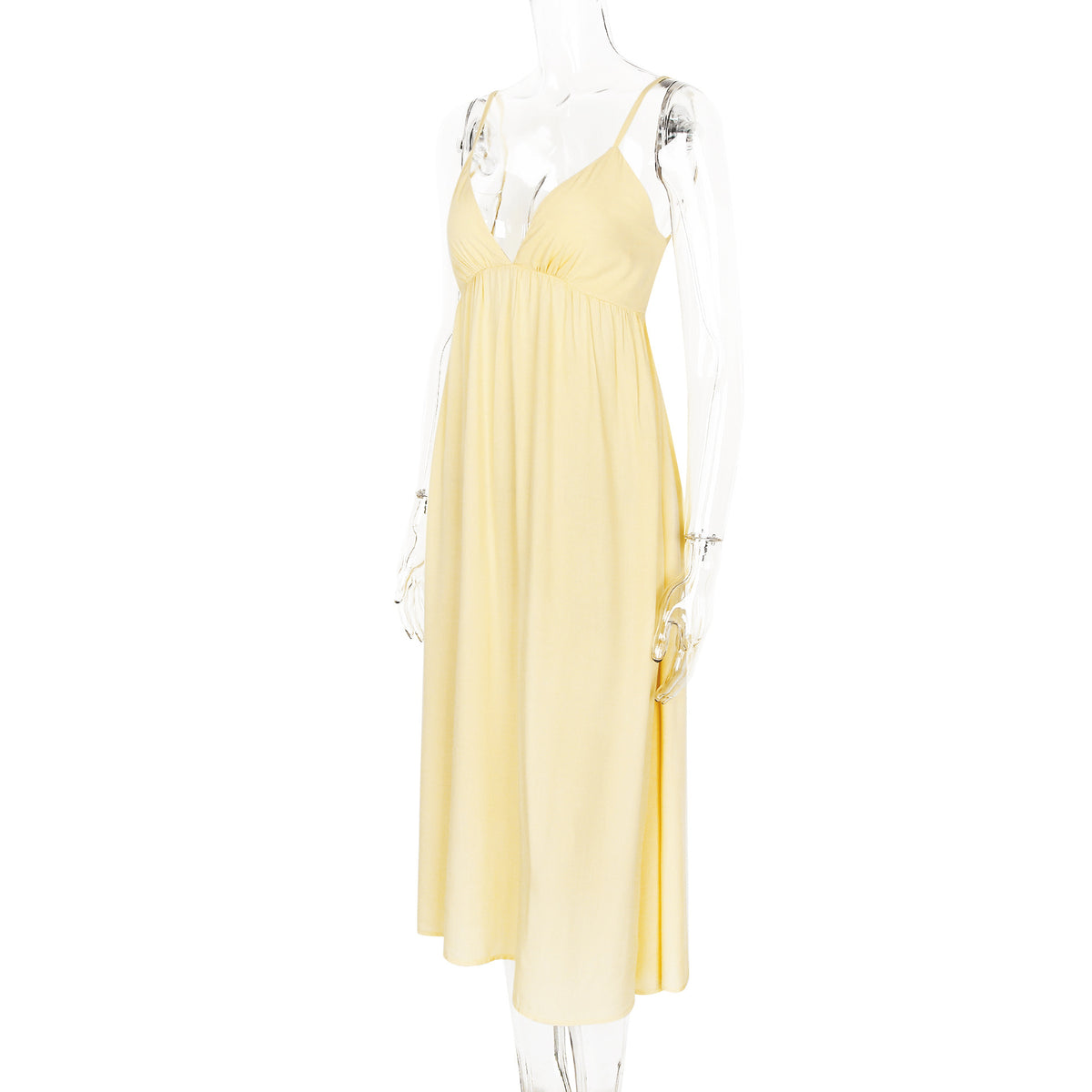 Vestido de Verão com Costas Abertas, Decote V e Alças