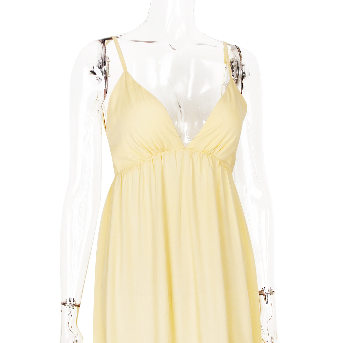 Vestido de Verão com Costas Abertas, Decote V e Alças