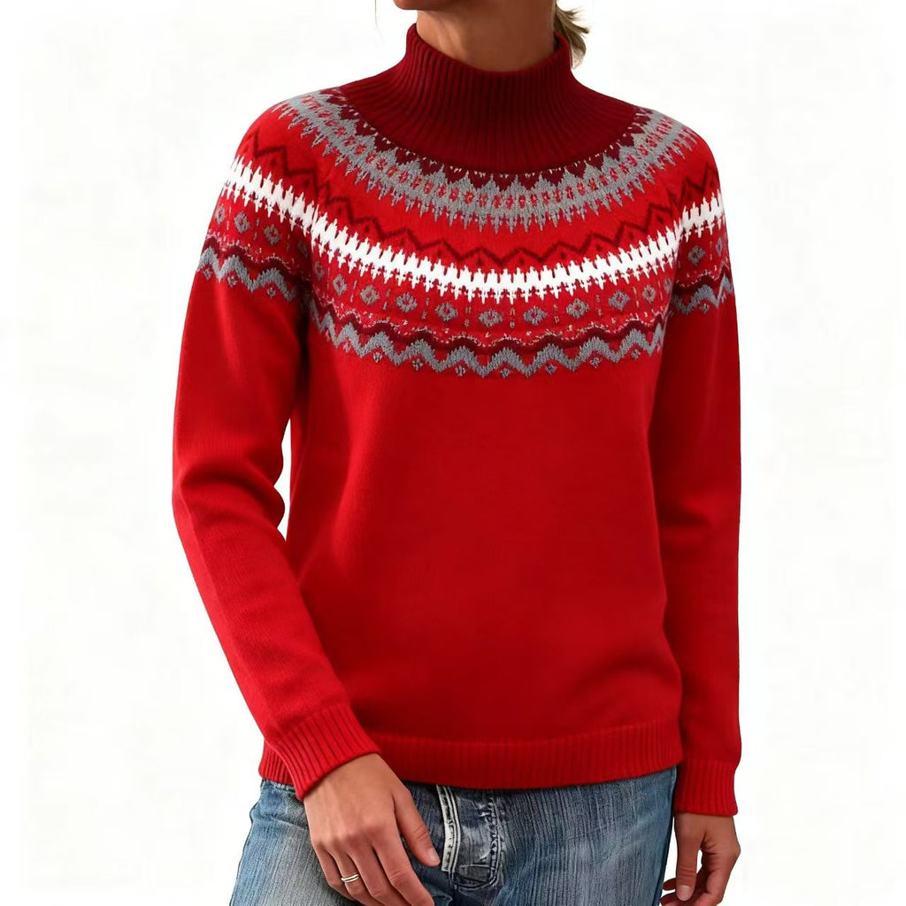 2025 Amazon European and American Autumn and Winter Hot-Selling Women's Sweaters Acrylic Thick Knit Jacquard Knitwear