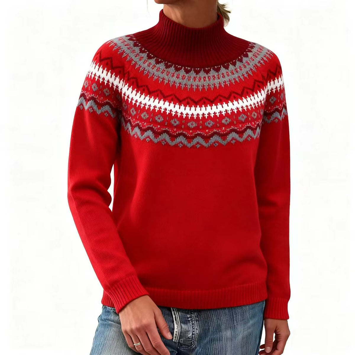 2025 Amazon European and American Autumn and Winter Hot-Selling Women's Sweaters Acrylic Thick Knit Jacquard Knitwear