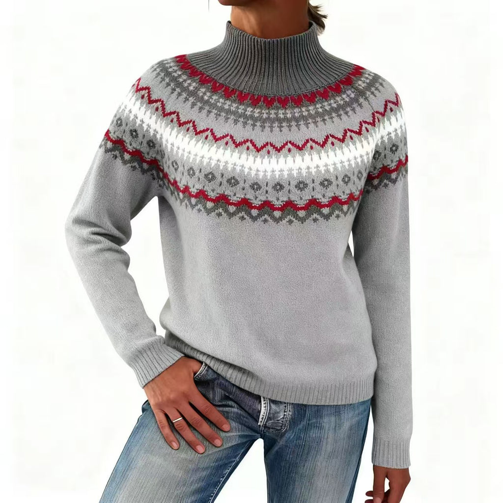 2025 Amazon European and American Autumn and Winter Hot-Selling Women's Sweaters Acrylic Thick Knit Jacquard Knitwear
