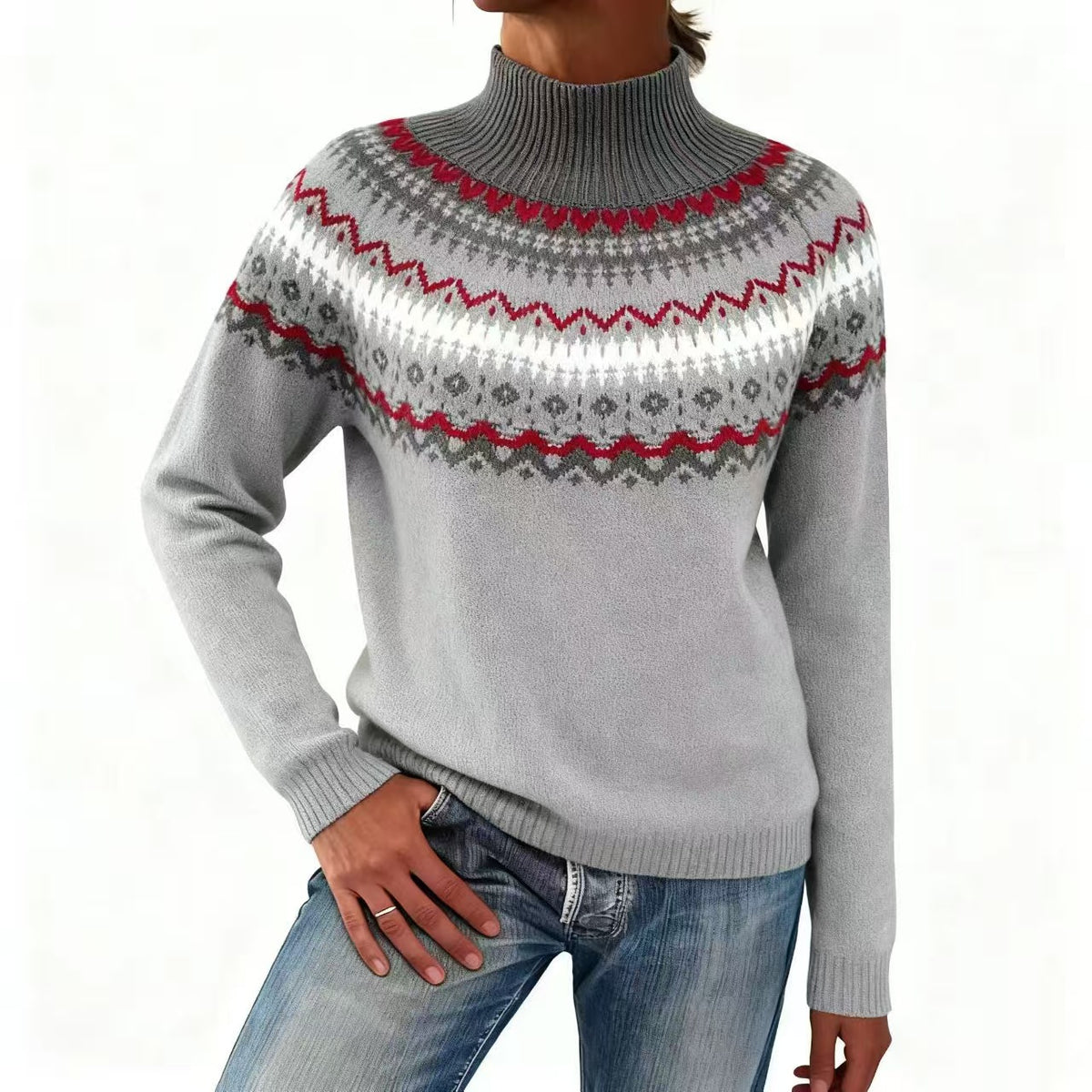 2025 Amazon European and American Autumn and Winter Hot-Selling Women's Sweaters Acrylic Thick Knit Jacquard Knitwear