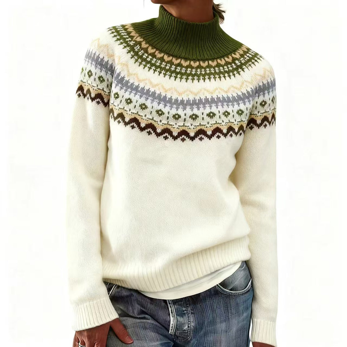 2025 Amazon European and American Autumn and Winter Hot-Selling Women's Sweaters Acrylic Thick Knit Jacquard Knitwear