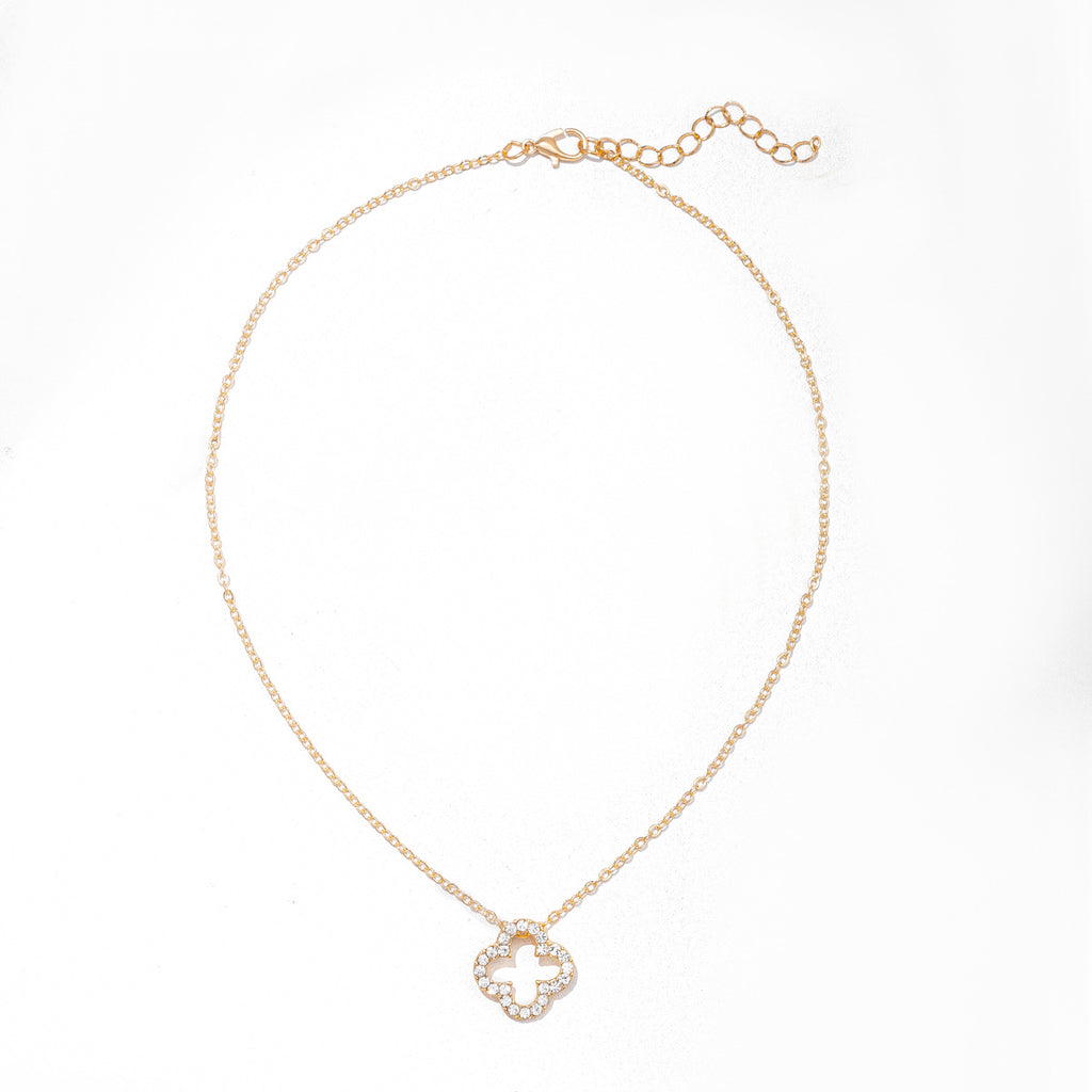 Four-Leaf Clover Necklace Wholesale New Cross-Border Alloy Jewelry Niche High-End Diamond Necklace Pendant Women's Clavicle Chain