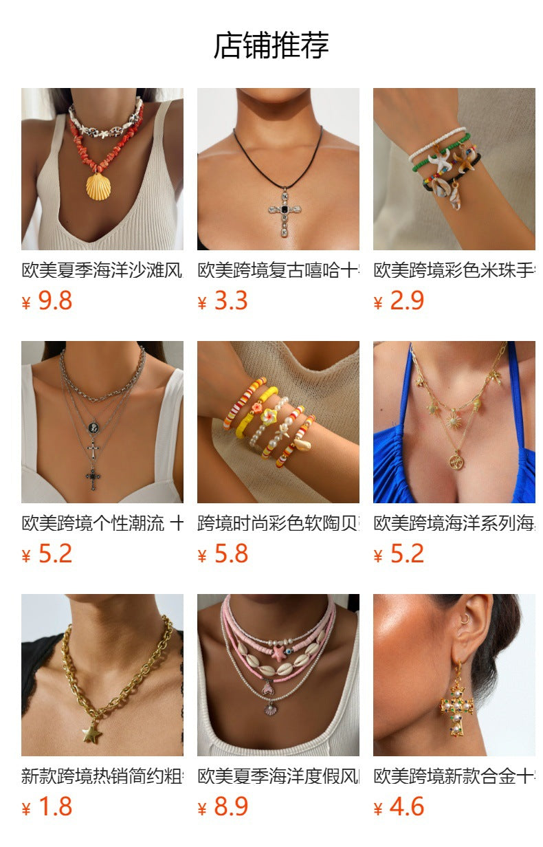 Four-Leaf Clover Necklace Wholesale New Cross-Border Alloy Jewelry Niche High-End Diamond Necklace Pendant Women's Clavicle Chain