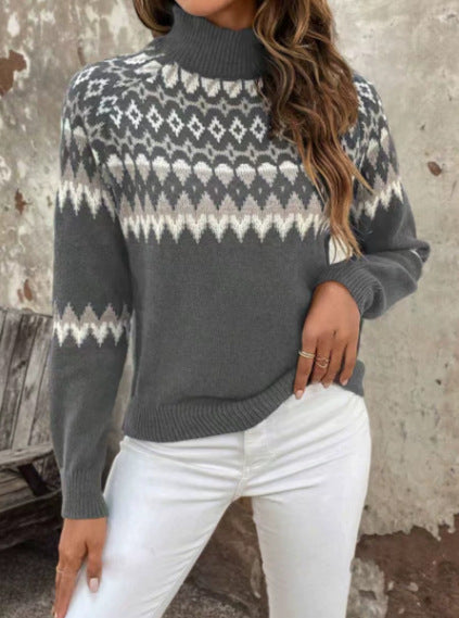 2025 Amazon European and American Autumn and Winter Hot-Selling Women's Sweaters Acrylic Thick Knit Jacquard Knitwear