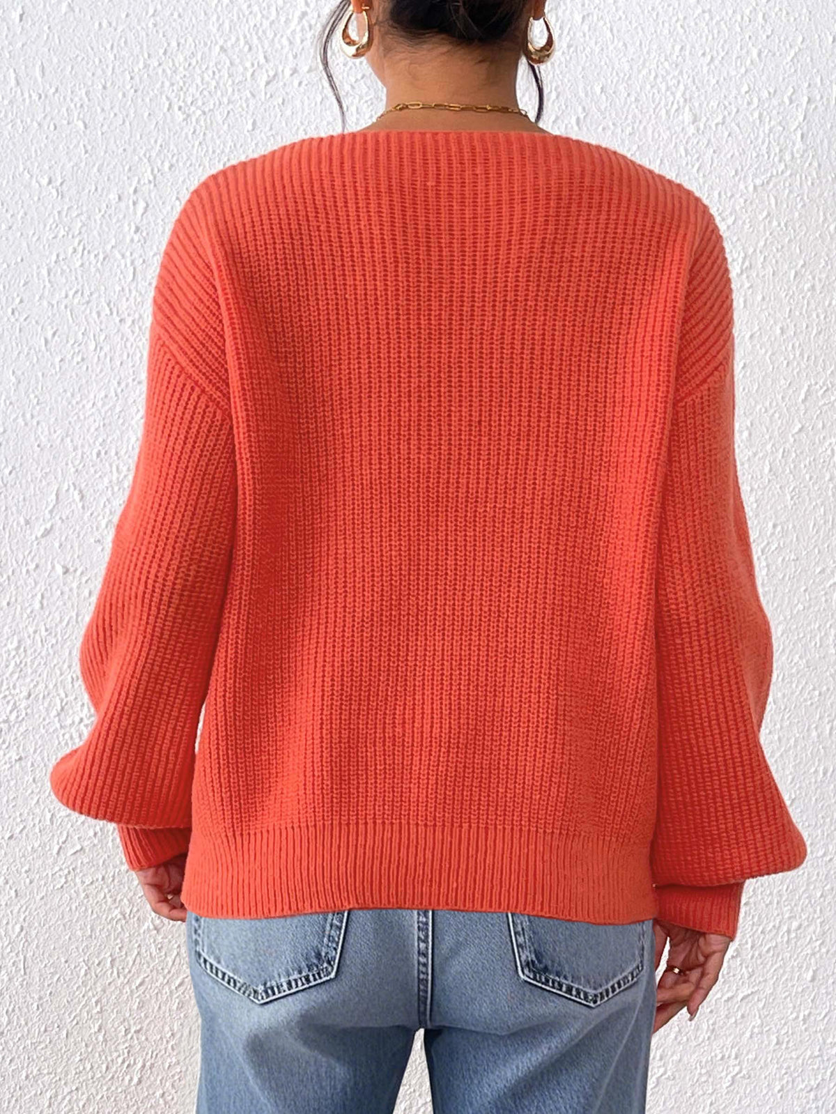 European and American Women's Clothing Cross-Border Sweaters Autumn and Winter V-Neck Casual Pullover Tops Women's Knitted Loose Sweaters Wholesale