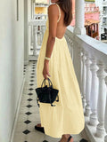 Vestido de Verão com Costas Abertas, Decote V e Alças
