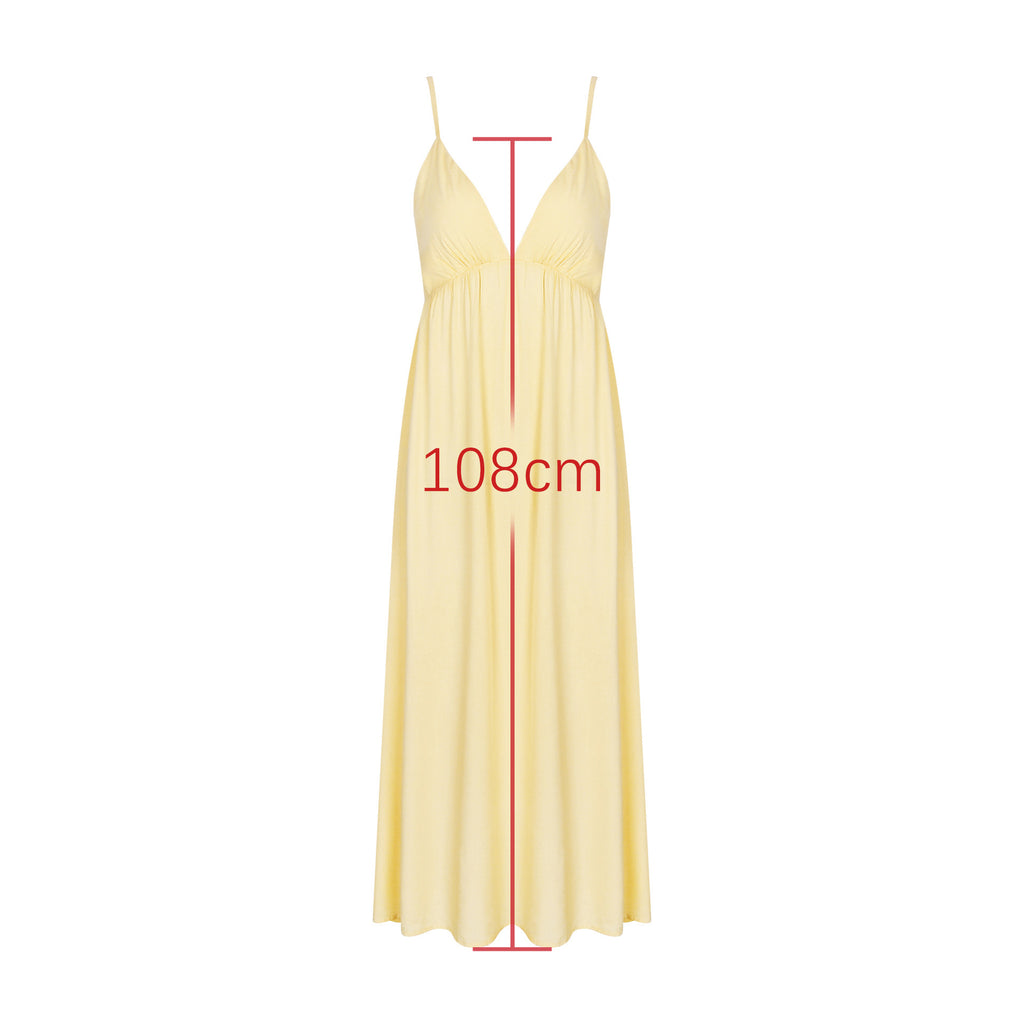 Vestido de Verão com Costas Abertas, Decote V e Alças