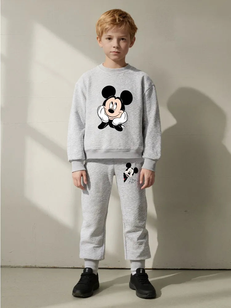 Conjunto de Moletom Casual de Outono para Meninos, Camisetas com Capuz e Calças de Moletom, 2 Peças, Roupas Infantis de 0 a 8 Anos