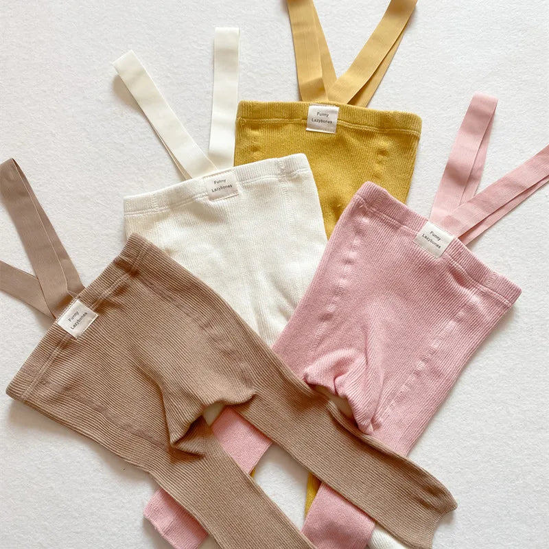 Leggings com Suspensório para Bebê Menina ou Menino, Cintura Alta, Alta Elasticidade, Estilo Simples, Acessórios de Roupa de Primavera, Meias 1-2 Anos