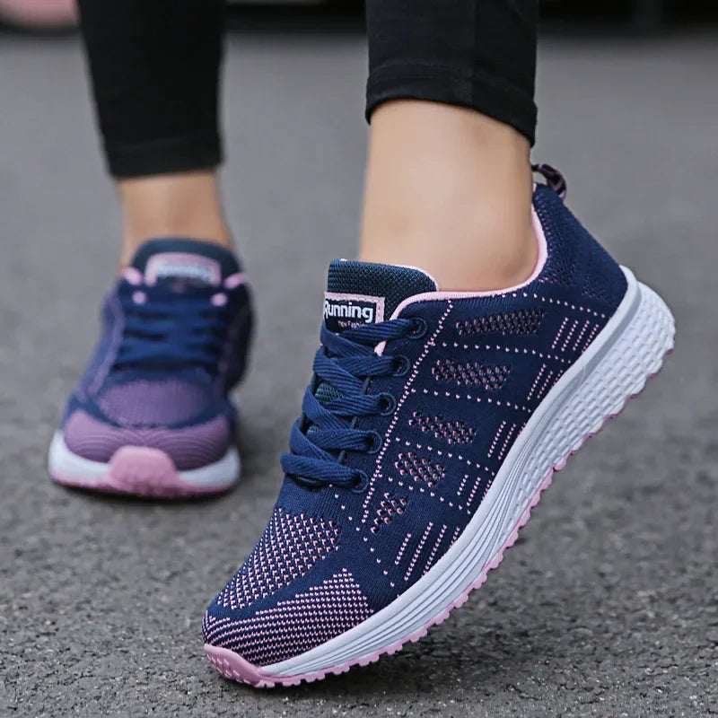 Tênis casuais femininos moda respirável