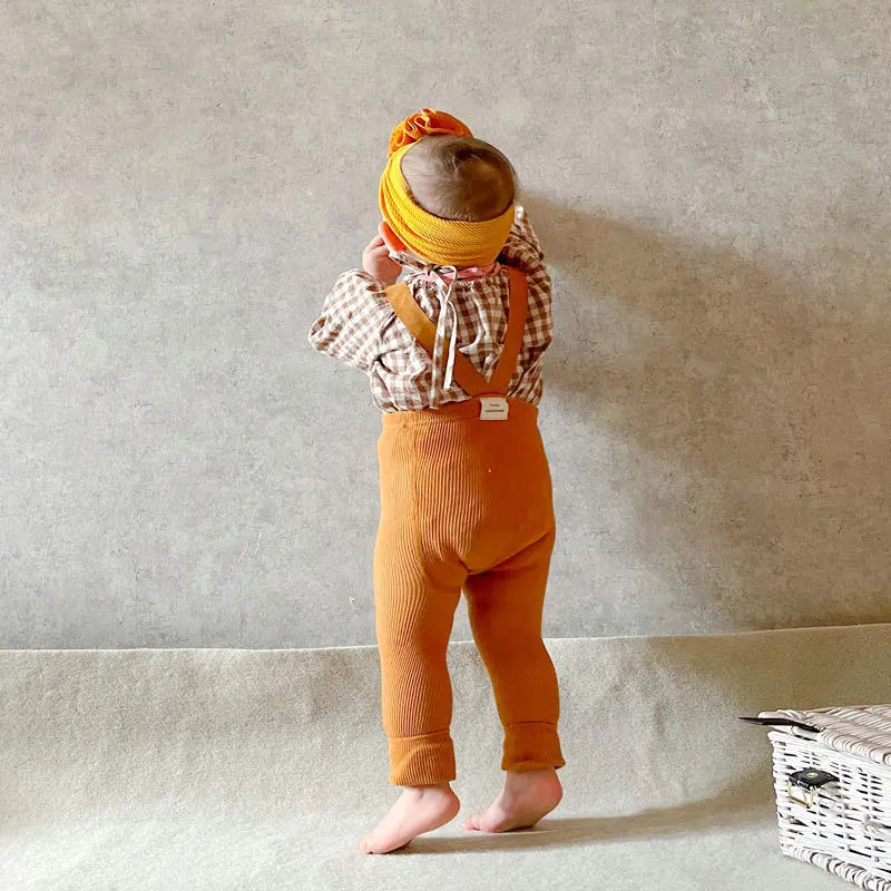 Leggings com Suspensório para Bebê Menina ou Menino, Cintura Alta, Alta Elasticidade, Estilo Simples, Acessórios de Roupa de Primavera, Meias 1-2 Anos