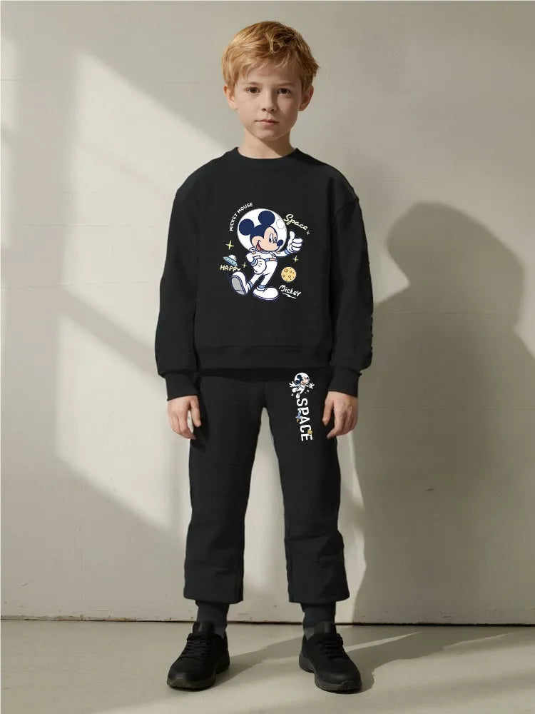 Conjunto de Moletom Casual de Outono para Meninos, Camisetas com Capuz e Calças de Moletom, 2 Peças, Roupas Infantis de 0 a 8 Anos