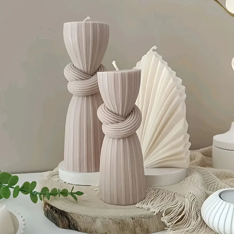 Moldes de resina para fundição com designs 3D listrados e em coluna, moldes de silicone para castiçais de formato irregular, perfeitos para velas DIY.