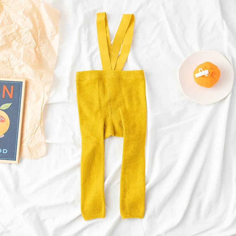 Leggings com Suspensório para Bebê Menina ou Menino, Cintura Alta, Alta Elasticidade, Estilo Simples, Acessórios de Roupa de Primavera, Meias 1-2 Anos