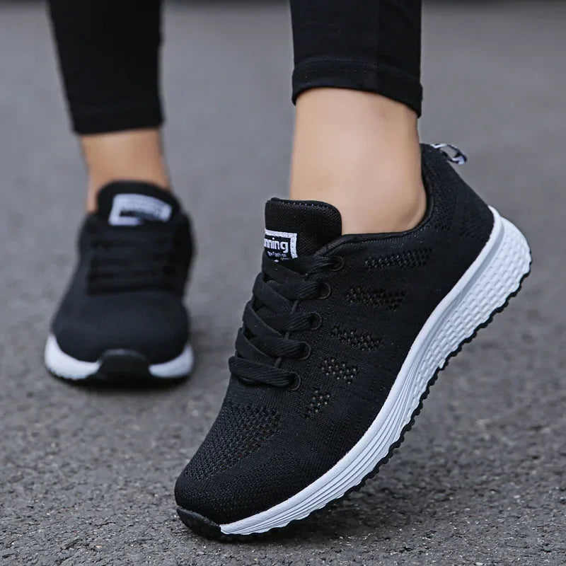 Tênis casuais femininos moda respirável