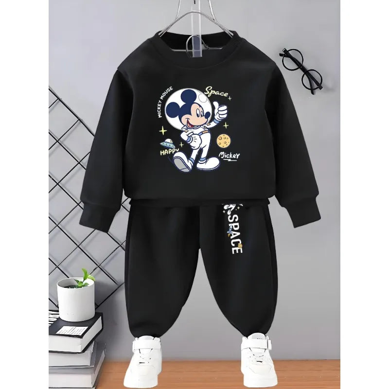 Conjunto de Moletom Casual de Outono para Meninos, Camisetas com Capuz e Calças de Moletom, 2 Peças, Roupas Infantis de 0 a 8 Anos