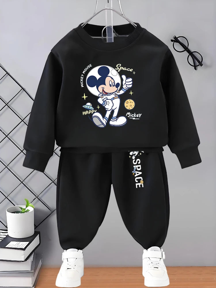 Conjunto de Moletom Casual de Outono para Meninos, Camisetas com Capuz e Calças de Moletom, 2 Peças, Roupas Infantis de 0 a 8 Anos