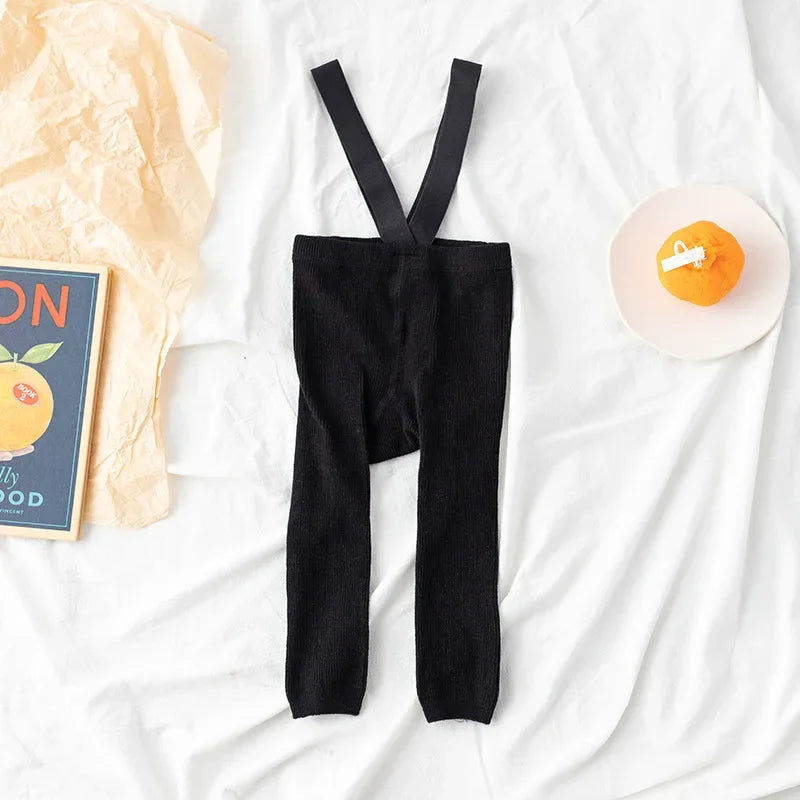 Leggings com Suspensório para Bebê Menina ou Menino, Cintura Alta, Alta Elasticidade, Estilo Simples, Acessórios de Roupa de Primavera, Meias 1-2 Anos