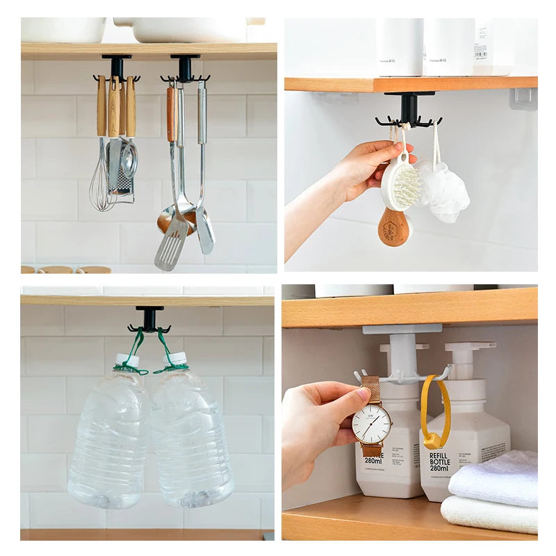 Ganchos Rotativos de Parede para Cozinha Sem Furos