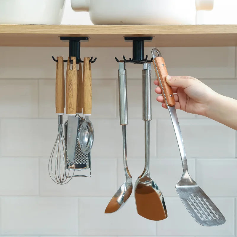 Ganchos Rotativos de Parede para Cozinha Sem Furos