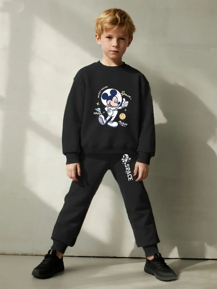 Conjunto de Moletom Casual de Outono para Meninos, Camisetas com Capuz e Calças de Moletom, 2 Peças, Roupas Infantis de 0 a 8 Anos