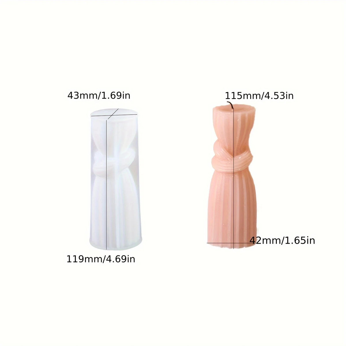 Moldes de resina para fundição com designs 3D listrados e em coluna, moldes de silicone para castiçais de formato irregular, perfeitos para velas DIY.