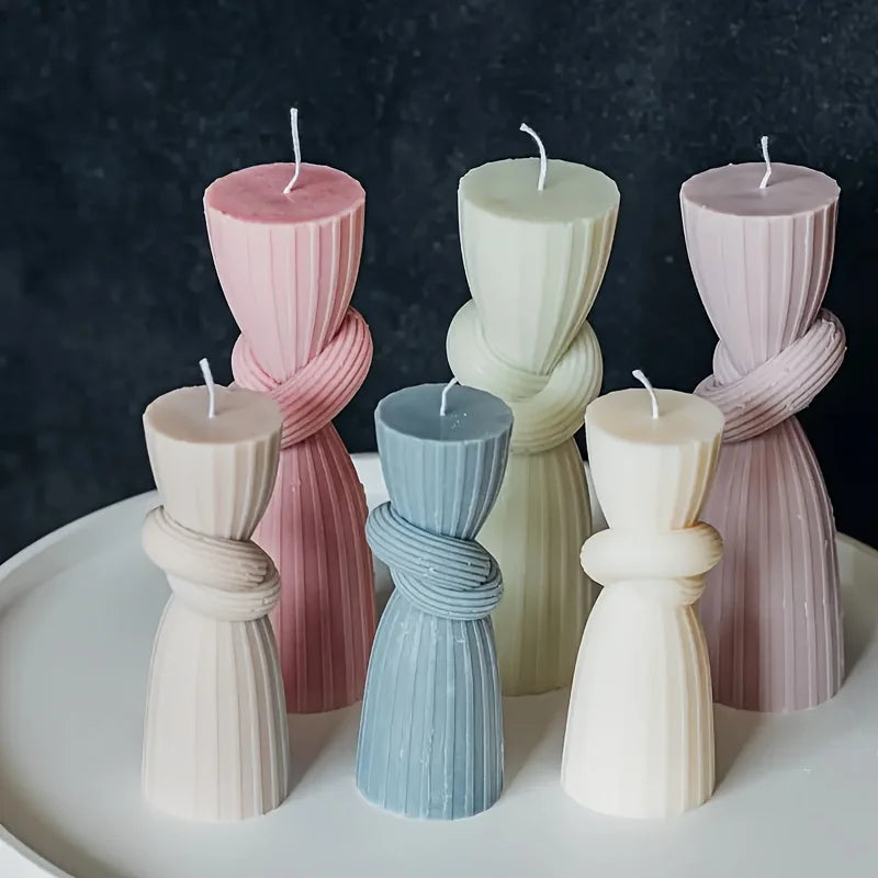 Moldes de resina para fundição com designs 3D listrados e em coluna, moldes de silicone para castiçais de formato irregular, perfeitos para velas DIY.