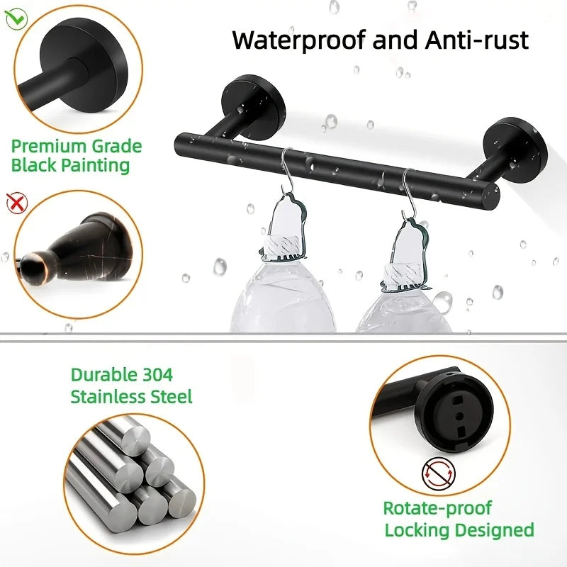 Conjunto de 5 Acessórios de Casa de Banho em Aço Inox