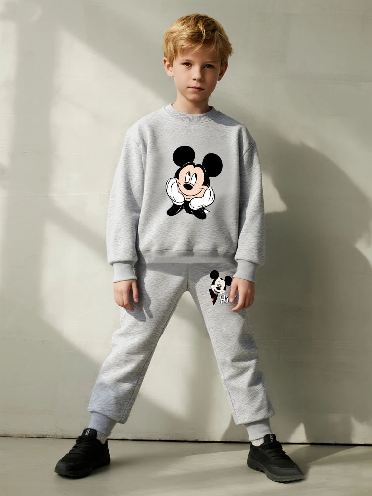 Conjunto de Moletom Casual de Outono para Meninos, Camisetas com Capuz e Calças de Moletom, 2 Peças, Roupas Infantis de 0 a 8 Anos