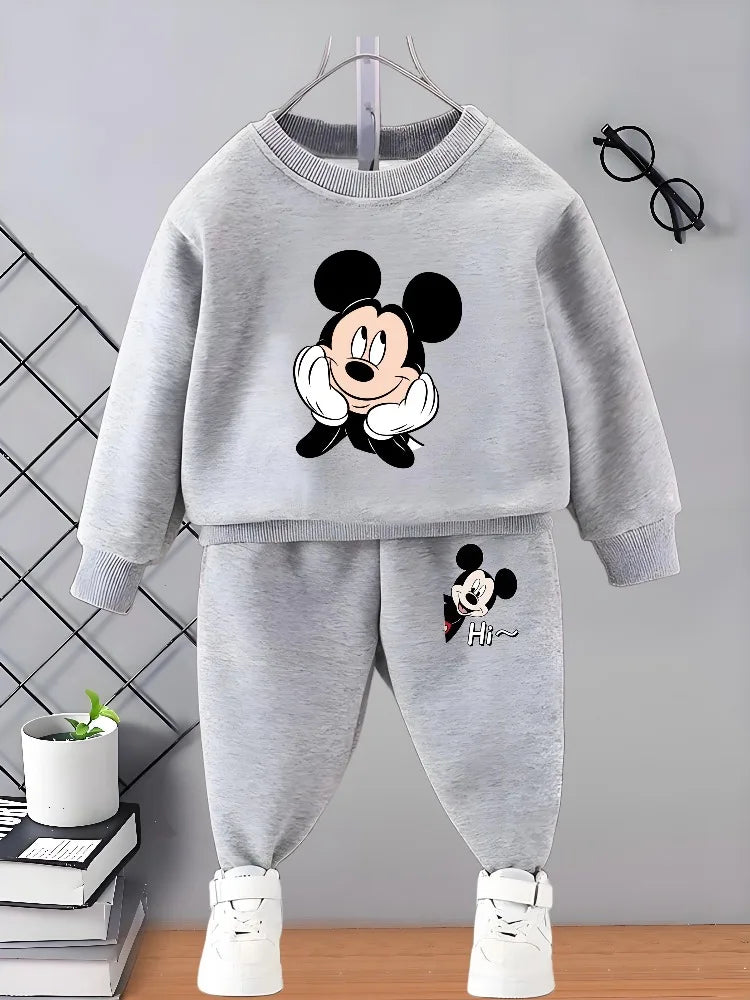 Conjunto de Moletom Casual de Outono para Meninos, Camisetas com Capuz e Calças de Moletom, 2 Peças, Roupas Infantis de 0 a 8 Anos