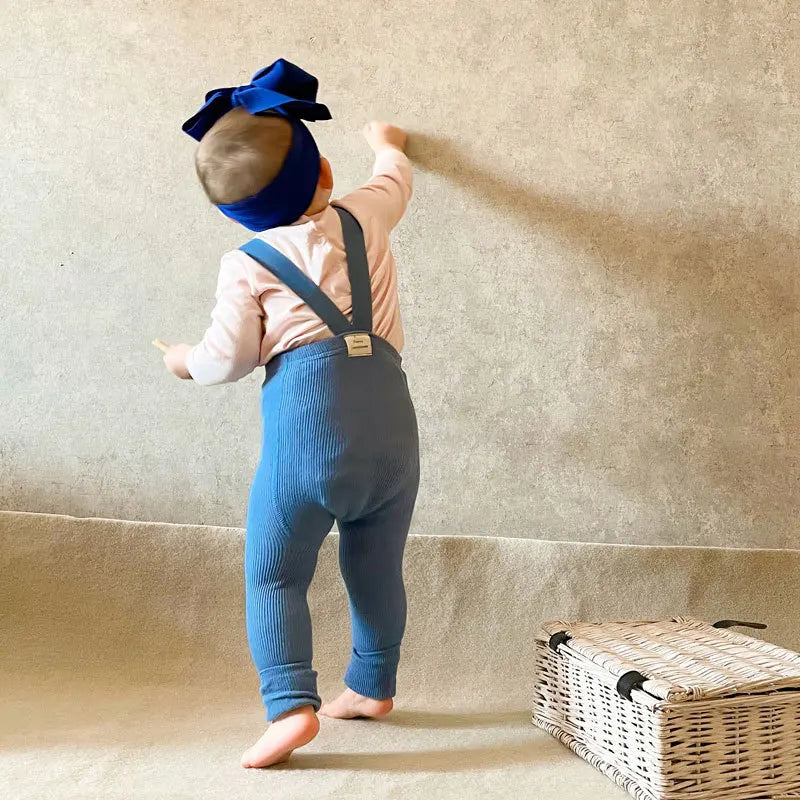 Leggings com Suspensório para Bebê Menina ou Menino, Cintura Alta, Alta Elasticidade, Estilo Simples, Acessórios de Roupa de Primavera, Meias 1-2 Anos