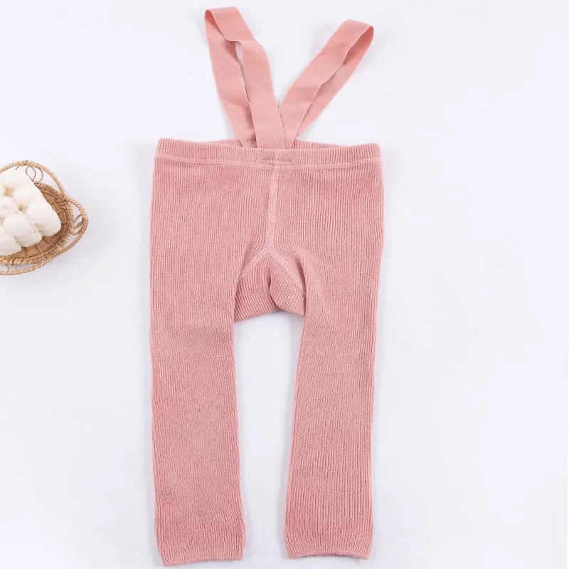 Leggings com Suspensório para Bebê Menina ou Menino, Cintura Alta, Alta Elasticidade, Estilo Simples, Acessórios de Roupa de Primavera, Meias 1-2 Anos
