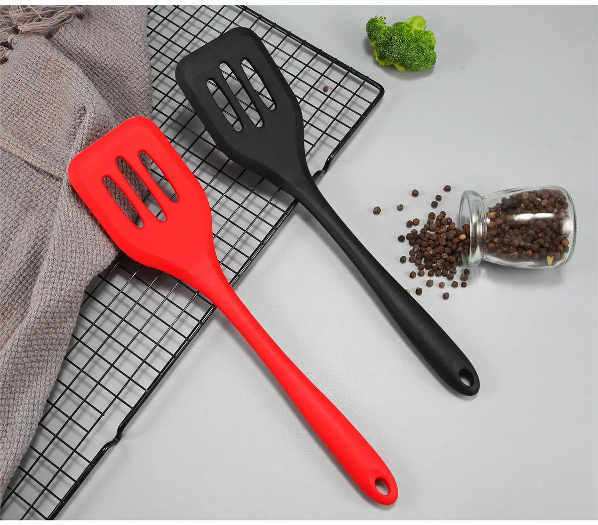 Espátula de Silicone Ranhurada para Cozinha