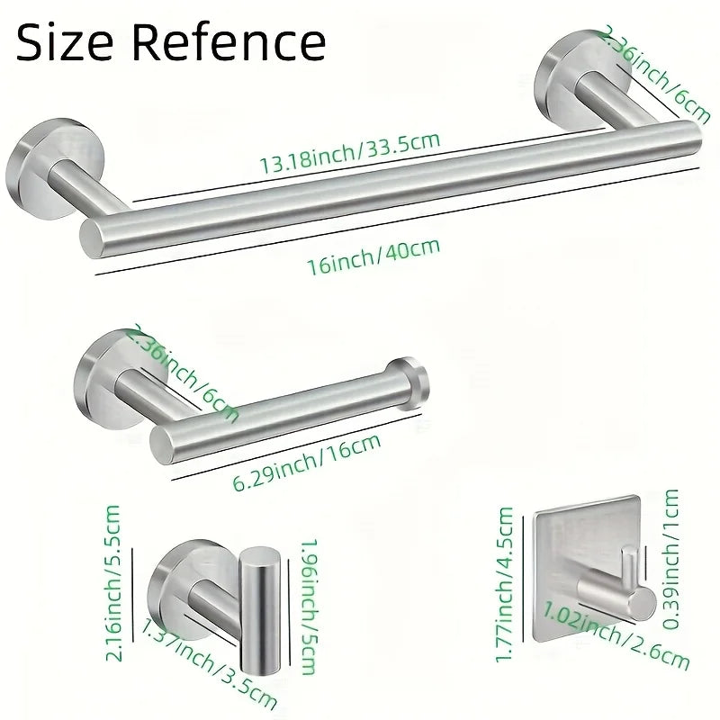 Conjunto de 5 Acessórios de Casa de Banho em Aço Inox