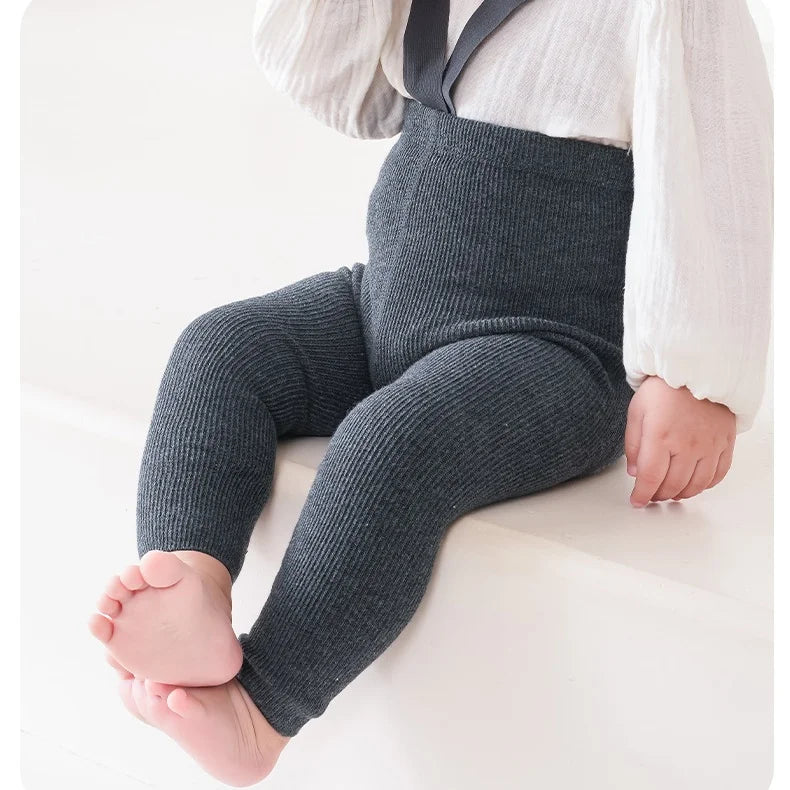 Leggings com Suspensório para Bebê Menina ou Menino, Cintura Alta, Alta Elasticidade, Estilo Simples, Acessórios de Roupa de Primavera, Meias 1-2 Anos