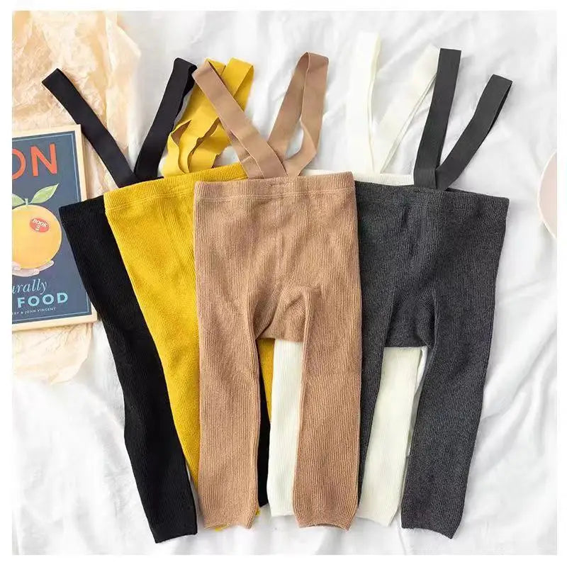 Leggings com Suspensório para Bebê Menina ou Menino, Cintura Alta, Alta Elasticidade, Estilo Simples, Acessórios de Roupa de Primavera, Meias 1-2 Anos