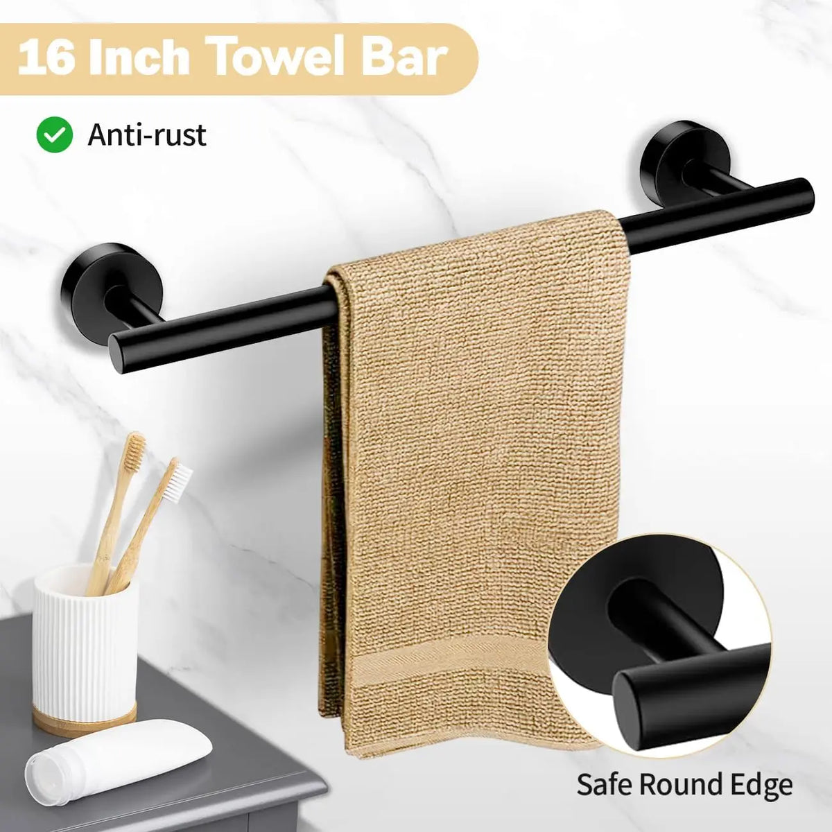 Conjunto de 5 Acessórios de Casa de Banho em Aço Inox