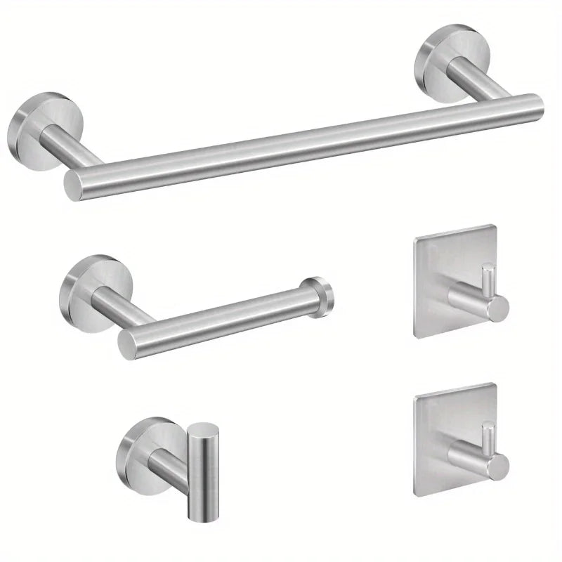 Conjunto de 5 Acessórios de Casa de Banho em Aço Inox